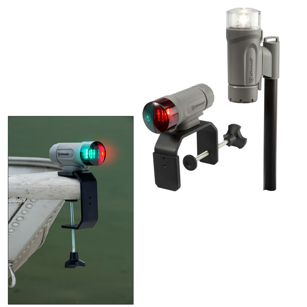 Attwood Marine Portable Navigation Light Kit-C-Clamp, Screw Down or Adhesive Pad-Gray 14194-7